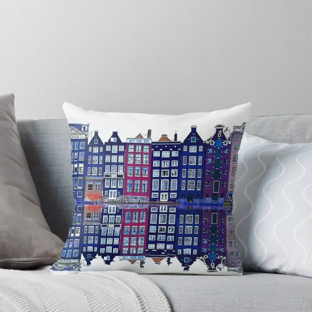 Colorful Houses of Amsterdam Throw Pillow Decorative Sofa Cushion bed pillows pillow