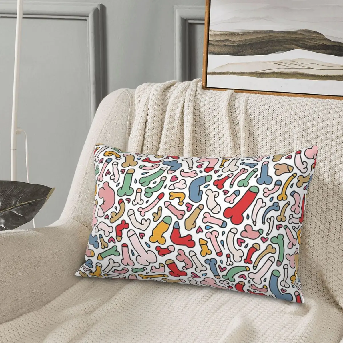Dick Colorful Rectangle Pillowcase Cushion Cover Decorative Bedroom Bed Home Comfort Throw Pillow view 2