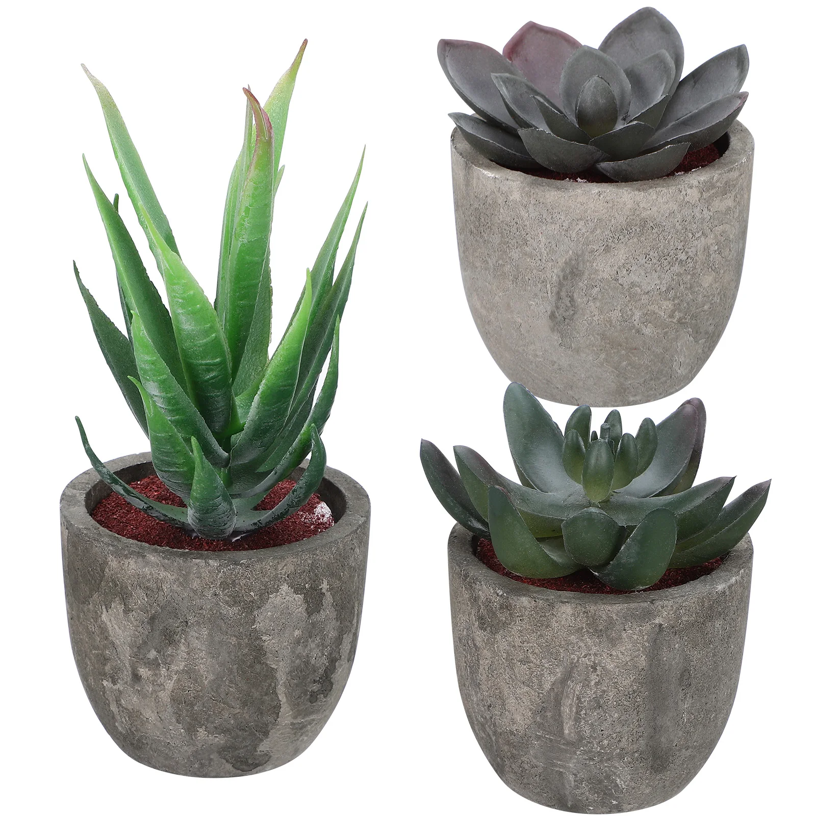 3pcs Mini Evergreen Faux Succulent bonsai Artificial Succulent Fake flowerpot Tabletop Plants Ornament with Pot Home office Deco