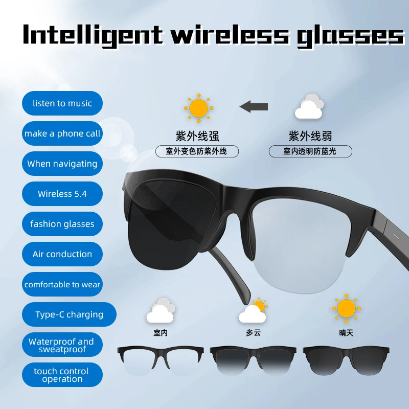 

2025 Basic Edition Smart Bluetooth Glasses Sun Color Changing Glasses Listen To Music Call Smart Sunglasses Long Battery Life
