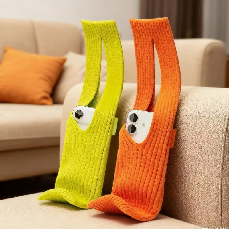 40/80cm Knitted phone pouch can be worn on one shoulder or crossbody available in long short styles multifunctional phone bag