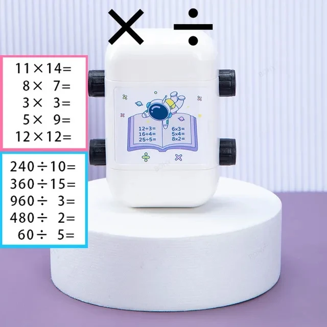 Wiskunde Roller Stempel Optellen Aftrekken Vermenigvuldiging Divisie Praktijk Digitale Type Wiskundige Operatie Stempel Leerling Leraar