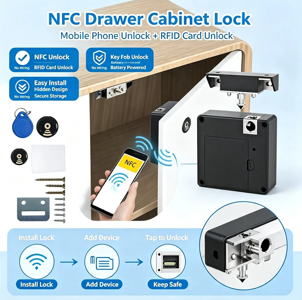 Furniture Hardware Tools - Cep telefonu NFC akıllı kilit elektronik