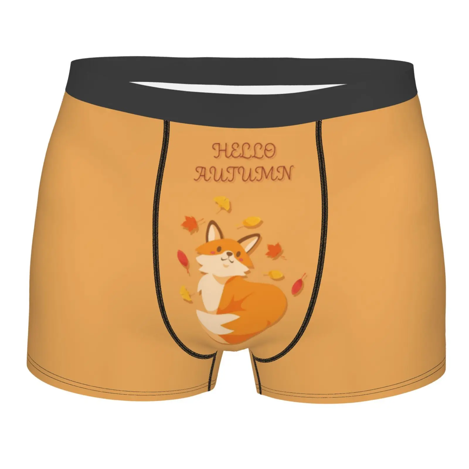 

Мужские дышащие трусы-боксеры с осенними листьями и лисой, удобное мягкое эластичное нижнее белье, плавки с выпуклым мешочком для мужчин и мальчиков