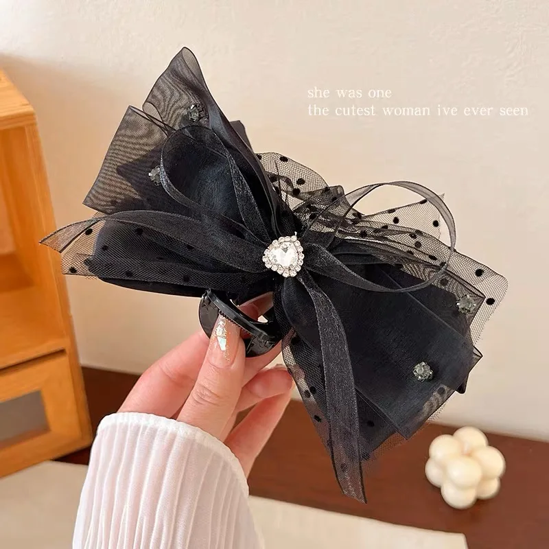 High-end and exquisite girly heart hair accessories, versatile bow mesh hairpins, hair grabbers, small fragrant shark clips