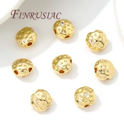 18K Gold Plated Round Metal Beads Separator For Beads DIY Jewelry Making Supplies Bracelets Accessories Spacer Bead