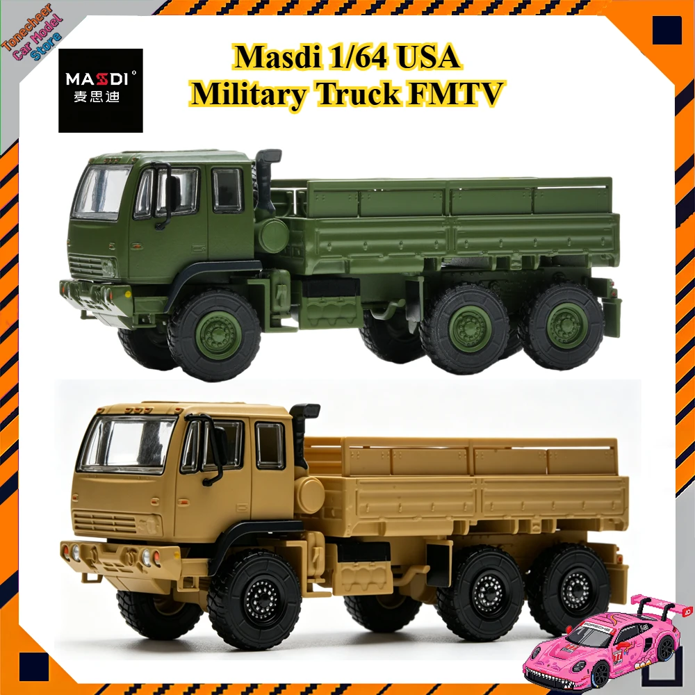 Masdi 1/64 USA Militaire Truck FMTV Scania Brandweerwagen P320 Hoogwerker Stedelijke Redding Pumper Legering Auto Model Collectie Speelgoed - afbeelding 2