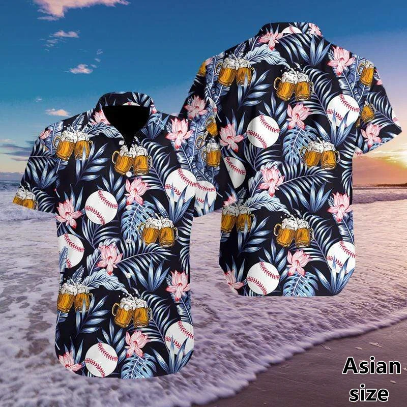 3D Printed Baseball Graphic Shirts For Men Women Fashion Hawaiian Beach Shirt Casual Ball Short Sleeve Tops Sport Lapel Blouse