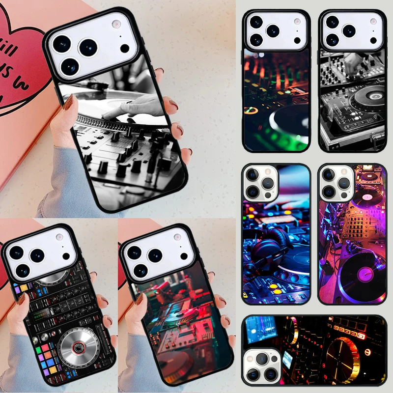 Capa para Celular com Design de Controlador de DJ de Música Eletrônica para Apple iPhone 17 Air 16E 15 14 Plus 13 12 11 Pro Max Mini