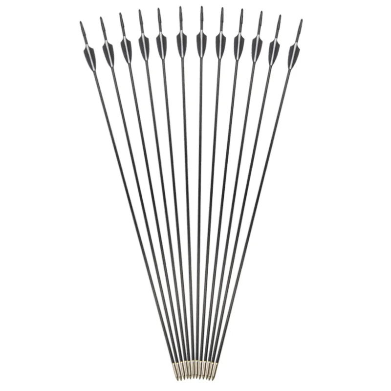 

6/12pcs Archery Fiberglass Arrows OD 6mm Shield Shaped Rubber Feather for Outdoor Sports Shooting Hunting