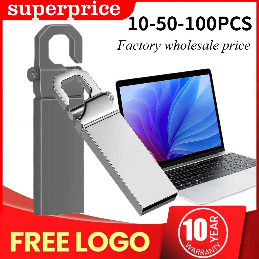 

10/50/100Pcs Free Custom LOGO Metal USB Pendrive 1GB 2GB 4GB 8GB 16GB Flash Pen Drive 32GB Memory Stick 64GB Company Gift U-disk