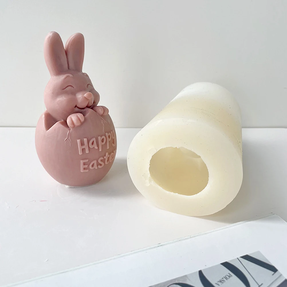 Rabbit Candle Mold DIY Easter Shell Breaking Rabbit Aromatherapy Gypsum Ornament Silicone Mold