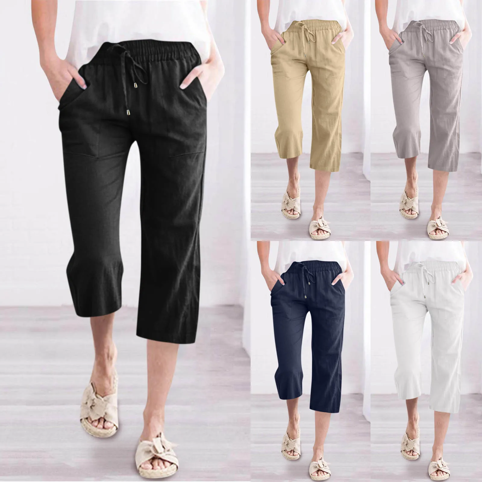 

Women High Waisted Wide Leg Pants Fashion Drawstring Elastic Trousers Comfy Straight Leg Long Pants Casual Pants Set for Women