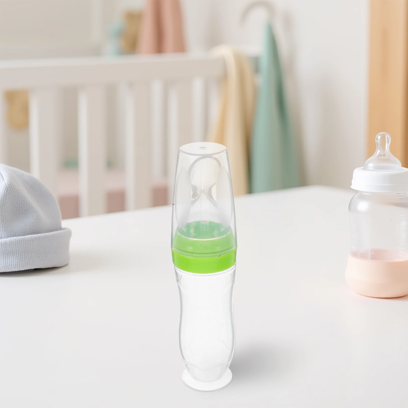 

120Ml Food Feeder Silicone Squeezing Easy Feeding Spoon Puree Dispenser Durable Green Infant Feeding Bottle Safe Material