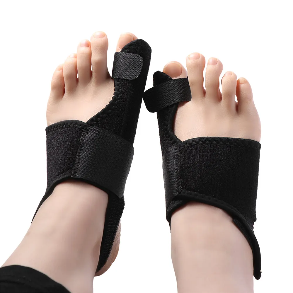 Ergonomic Bunion Corrector Adjustable Strap Reusable Big Toe Straightener Black Bunion Protector Toe Separator Men/Women