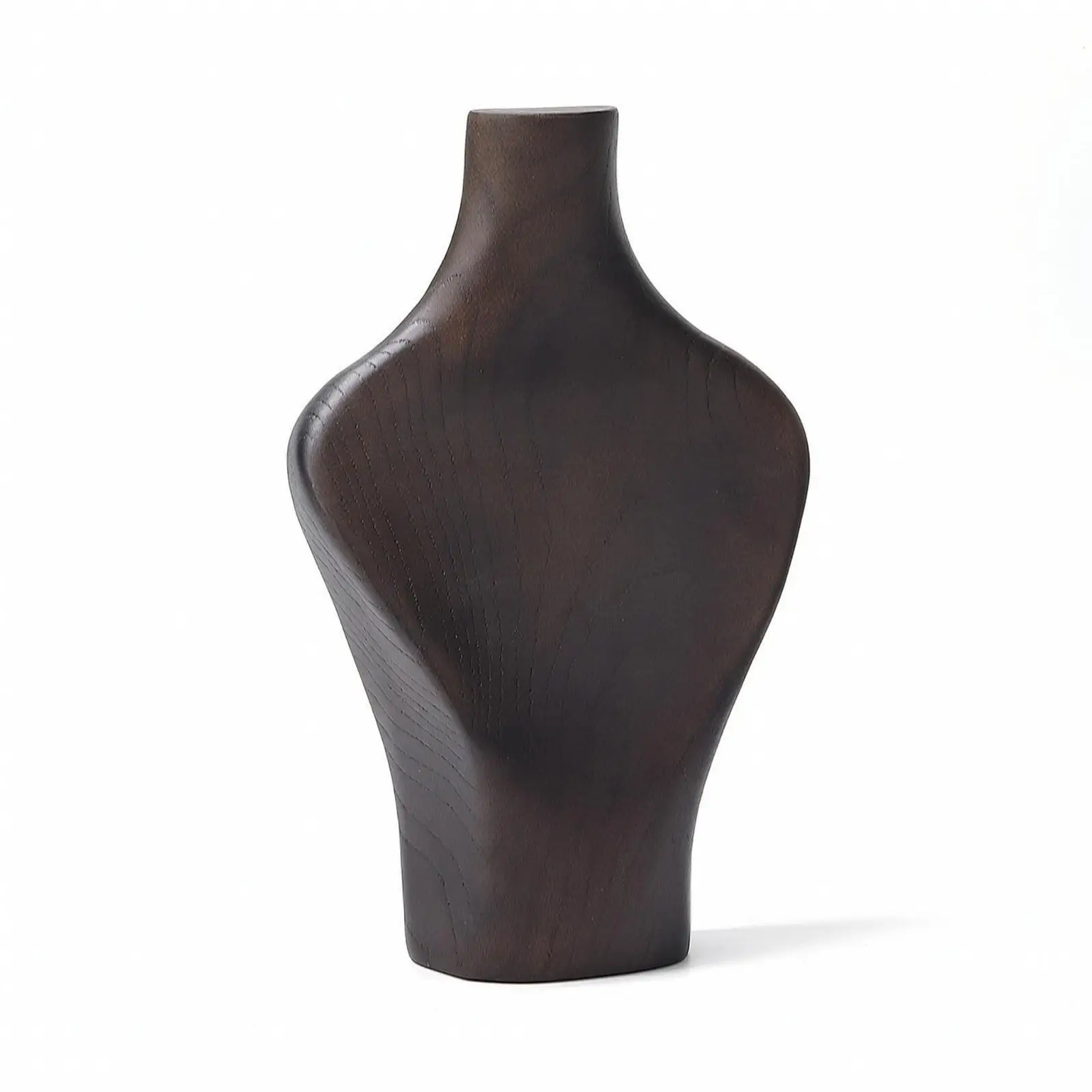 Necklace Display Bust with Wooden Base Walnut Finish Wooden Necklace Display Bust Sculptural for Retail Displays, Dressing