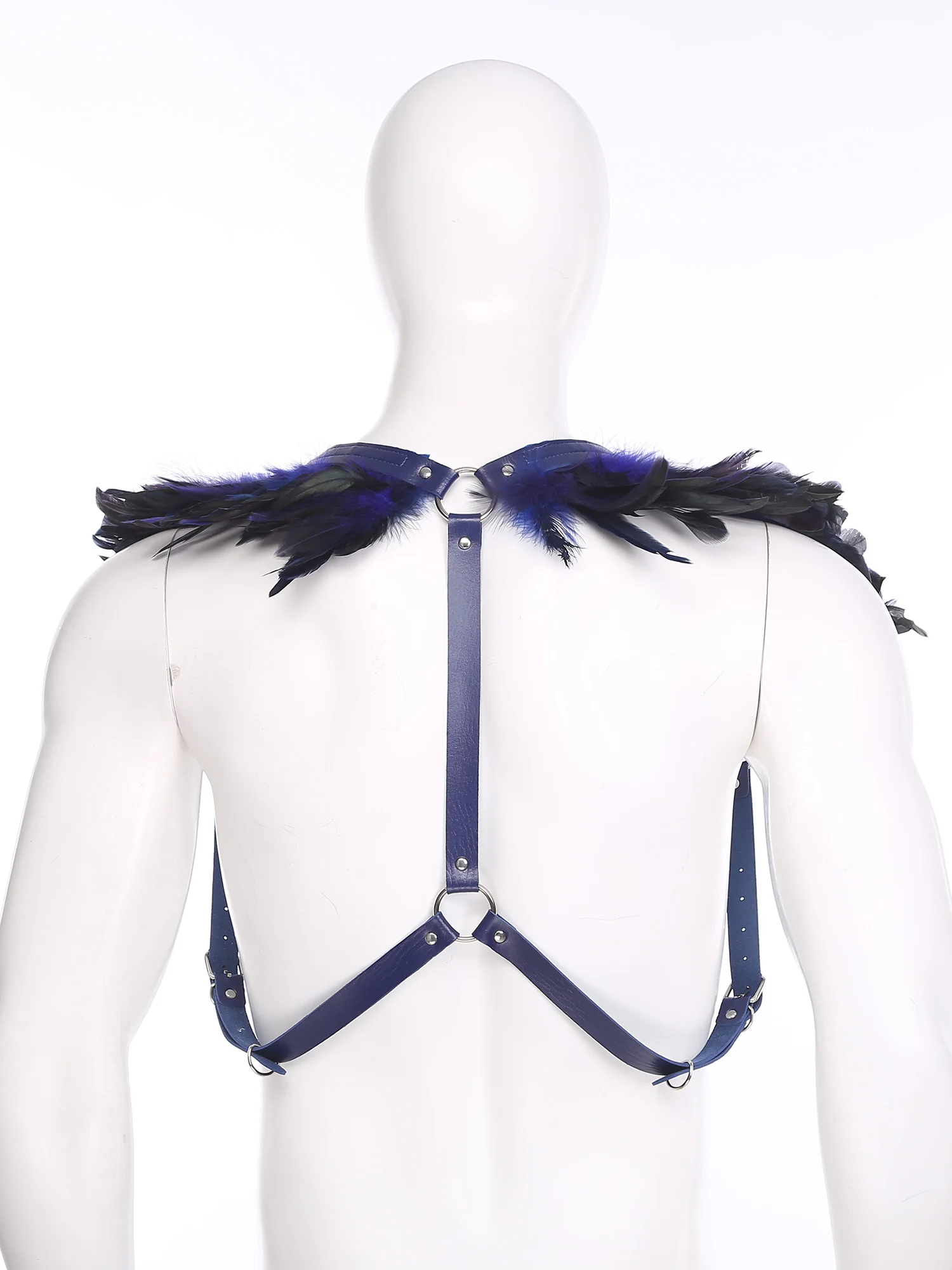 Épaulettes gothiques en plumes pour hommes et femmes, harnais de poitrine réglable, ceinture corporelle, accessoire de Costume de danse de chanteur, harnais d'épaule