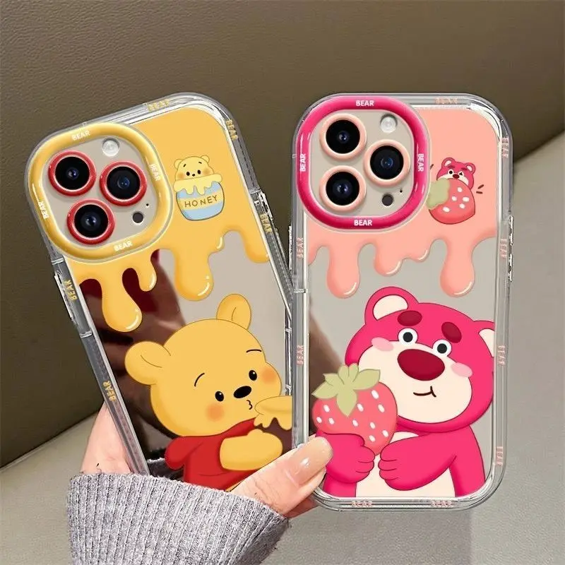 Disney Lotso Winnie The Pooh Cartoon Phone Case For iPhone 15 14 13 12 11Pro Max XS Max XR 7 8 Plus Y2K Soft Silicone Cute Cover