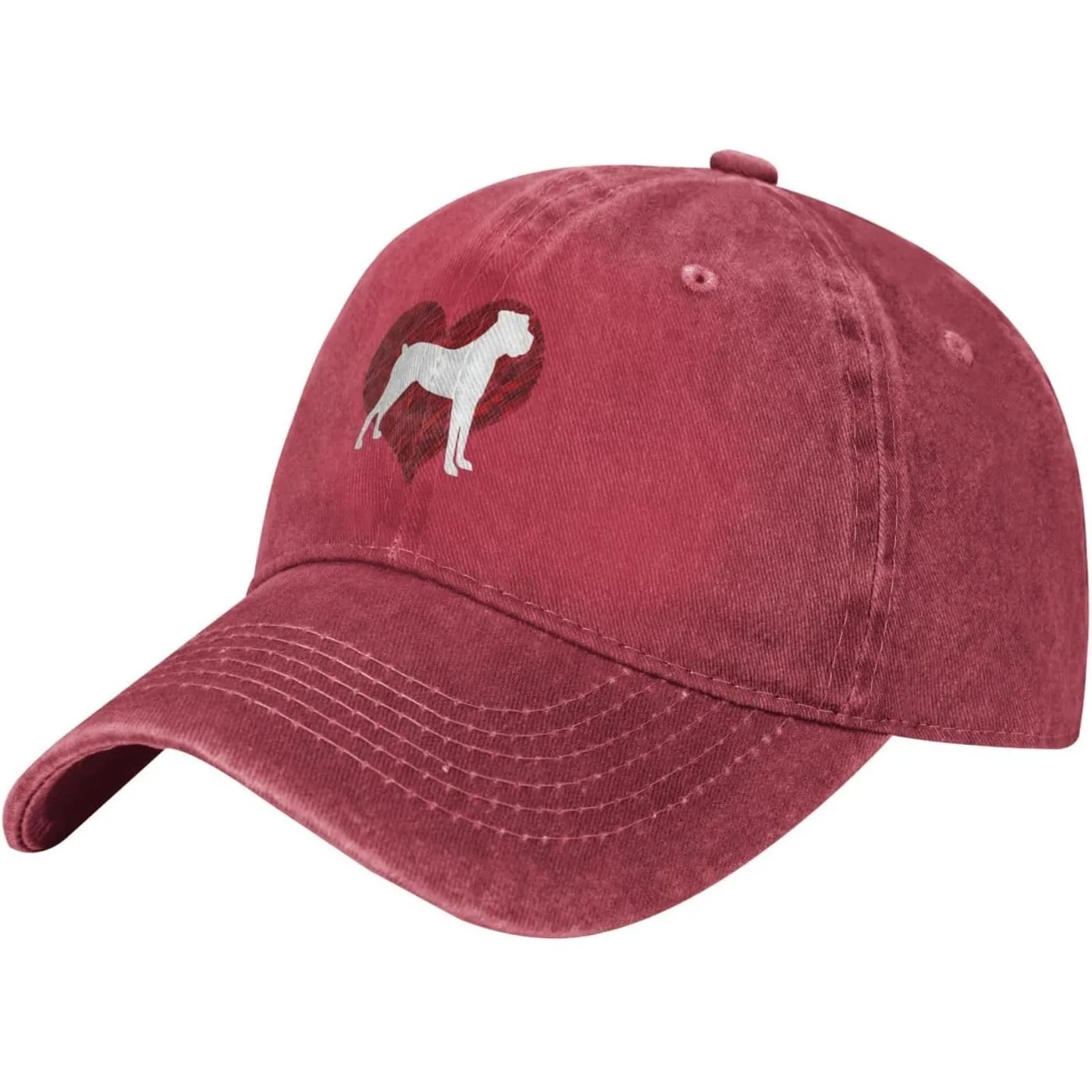 Boxer Dog Heart Love Washed Baseball Cap Cotton Dad Hat Adjustable Outdoor Sun Protection