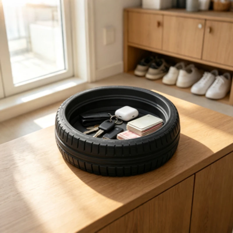 Simulation Off-Road Tire Storage Tray Black White Novelty Car Tyre Decor Dish Desktop Key Coin Holder Creative Gift for Father