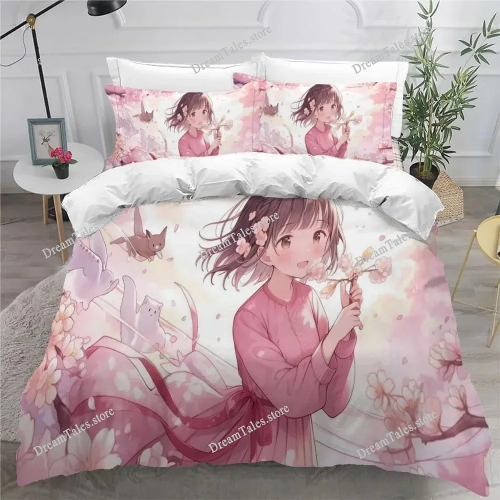 

Anime Girl Bedding Set, Japanese Manga Duvet Cover, Ultra-fine Fiber Duvet Cover, Adult And Children's Duvet Cover Pillowcase741