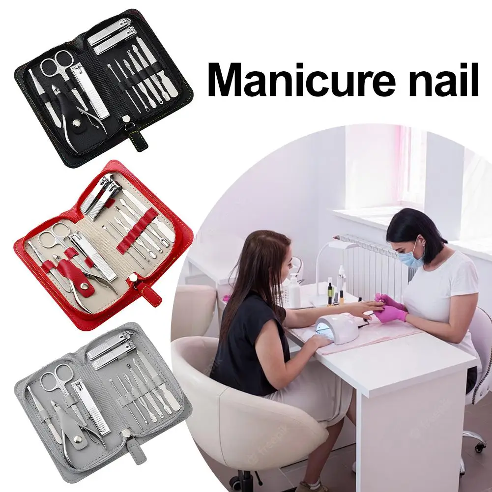12Pcs Stainless Manicure Set Pedicure Nail Clipper Kit Stainless Steel Professional Nail Cutter Tools with Portable Travel Case