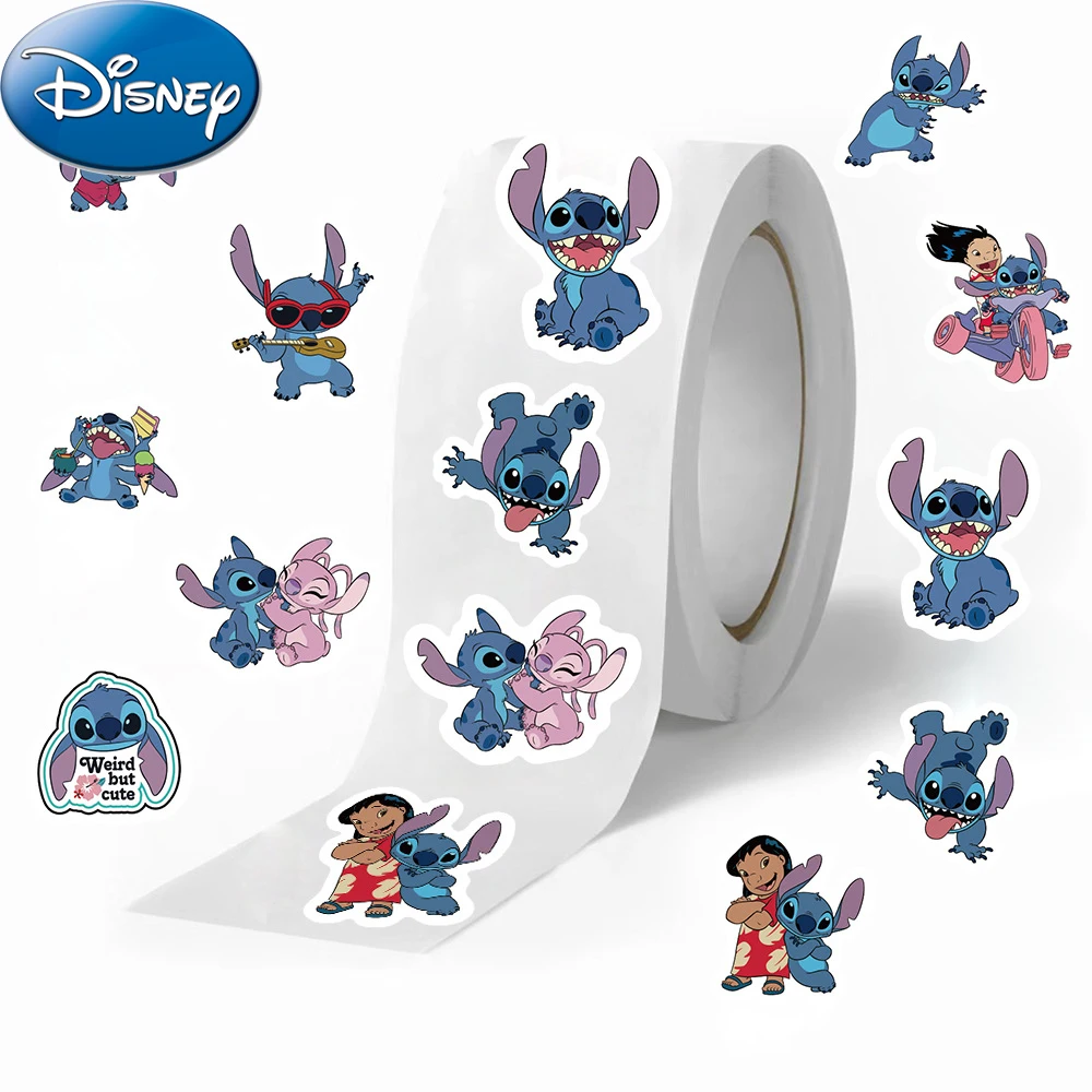 

500pcs/roll Cute Cartoon Disney Stitch Stickers Funny Anime Sealing Sticker Luggage Notebook Phone Laptop Kid Reward Decals Toy