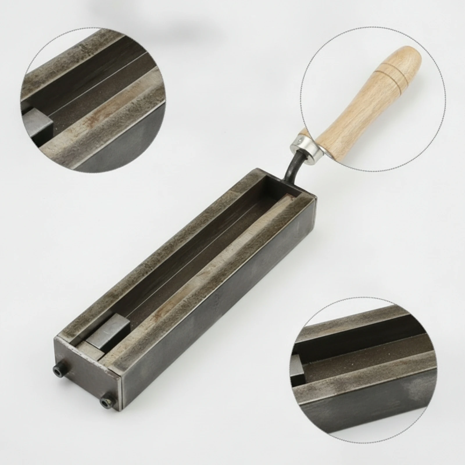 Metal Casting Mold with Wooden Handle High Temperature Gold and Silver Bar Mold Tool Rectangular Manual for Jewelers