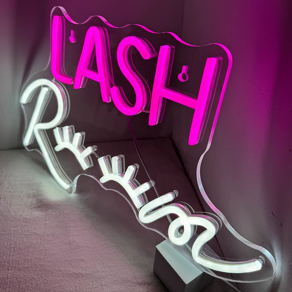 Lash Room Neon Sign Pink White LED Neon Light Wall Decor per Beauty Nails Salon Spa Decor Girls Room Lash Lounge Studio Office