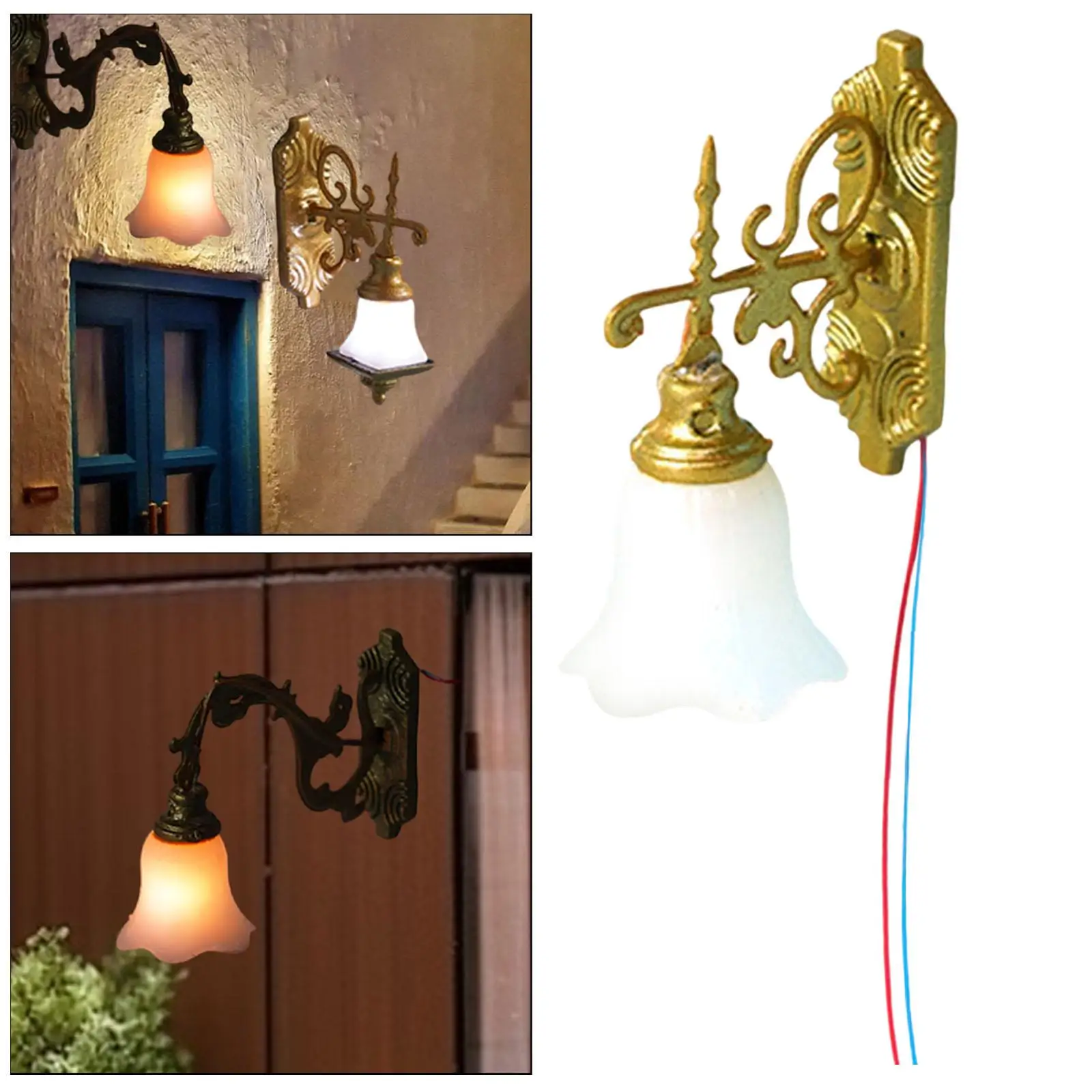 1:87 HO مقياس الجدار مصباح، لعبة الأثاث، زخرفة، الديكور، لوازم المناظر الطبيعية هدية دمية الملحقات مصباح نموذج دمية الخفيفة