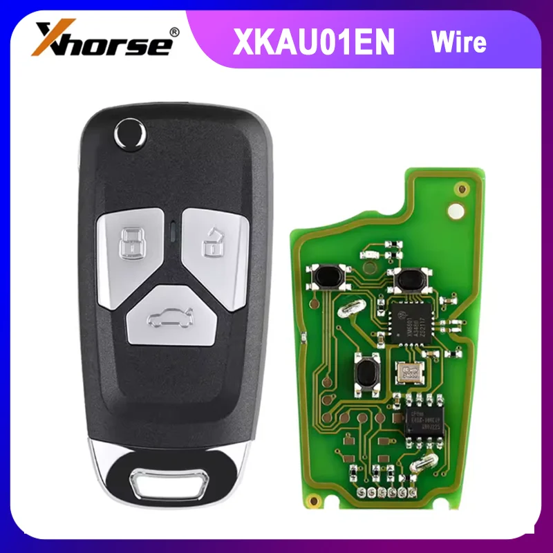 1/2/5 Uds Xhorse XKAU01EN VVDI llave remota abatible Universal con cable para AUDI tipo 3 botones