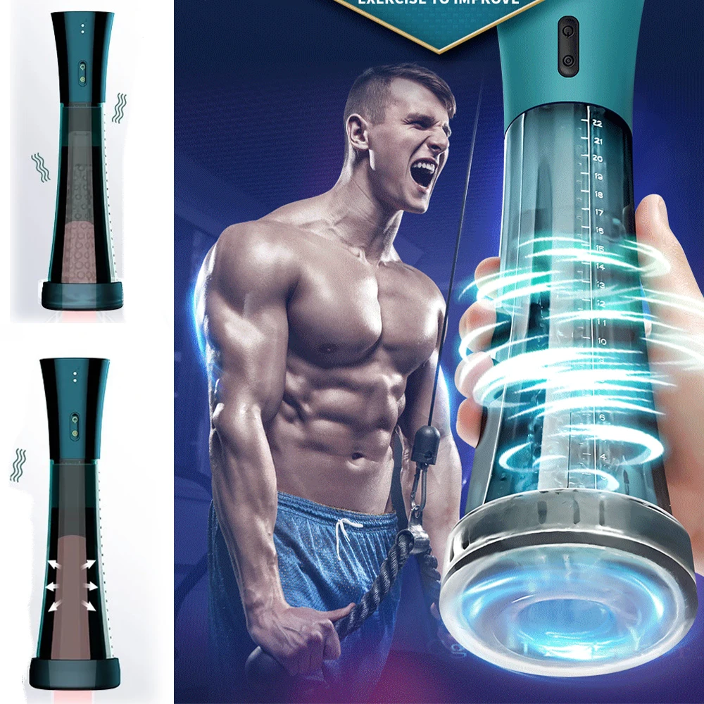 

2 in 1 Male Penis Vacuum Pump Enlargement Masturbator Simulation 3D Pussy Vaginal Exercise Erection Trainer Sex Toys for Man 18+