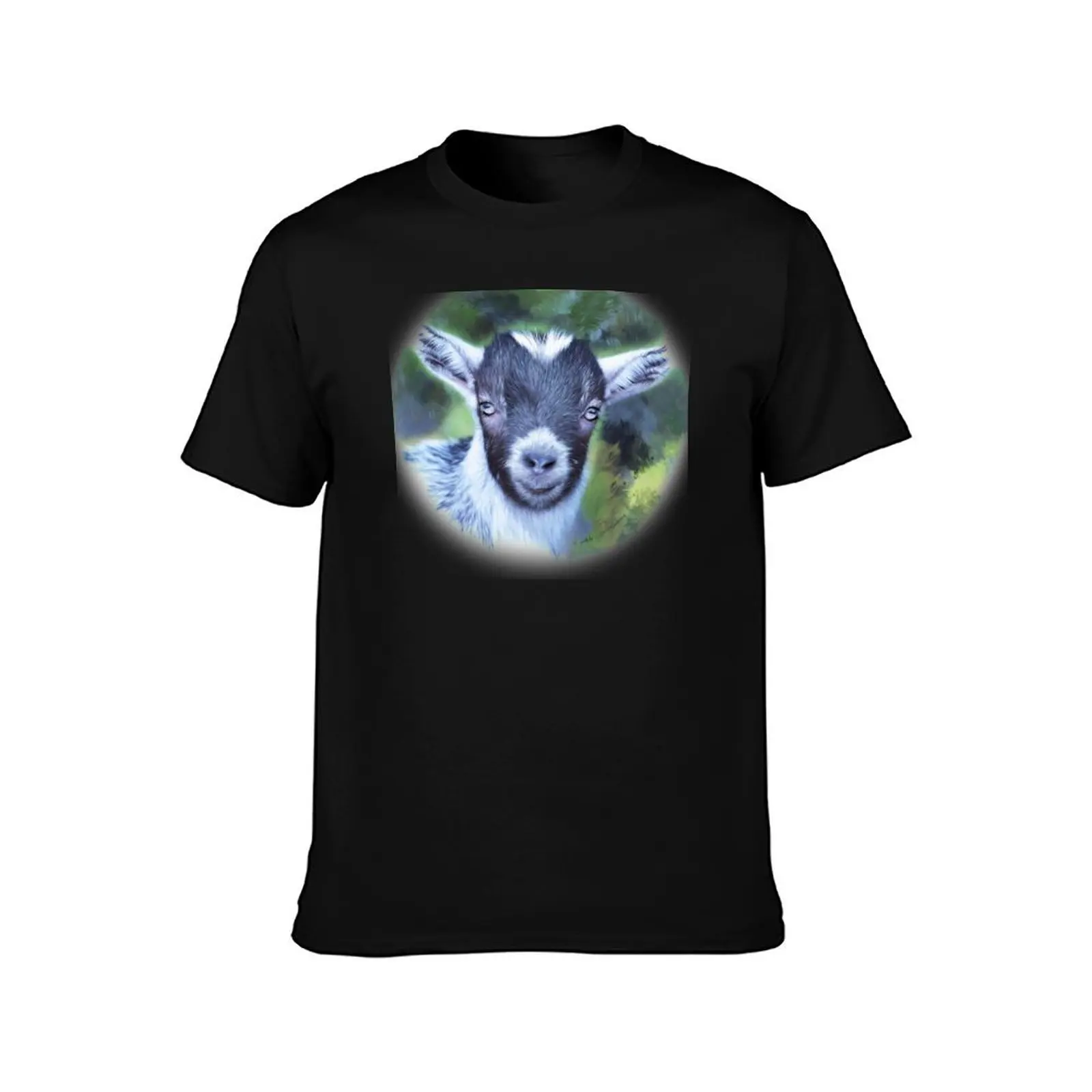 Portrait of a Goat - Pygmy Kid T-Shirt Active Sports Short Sleeve Cotton Shirt