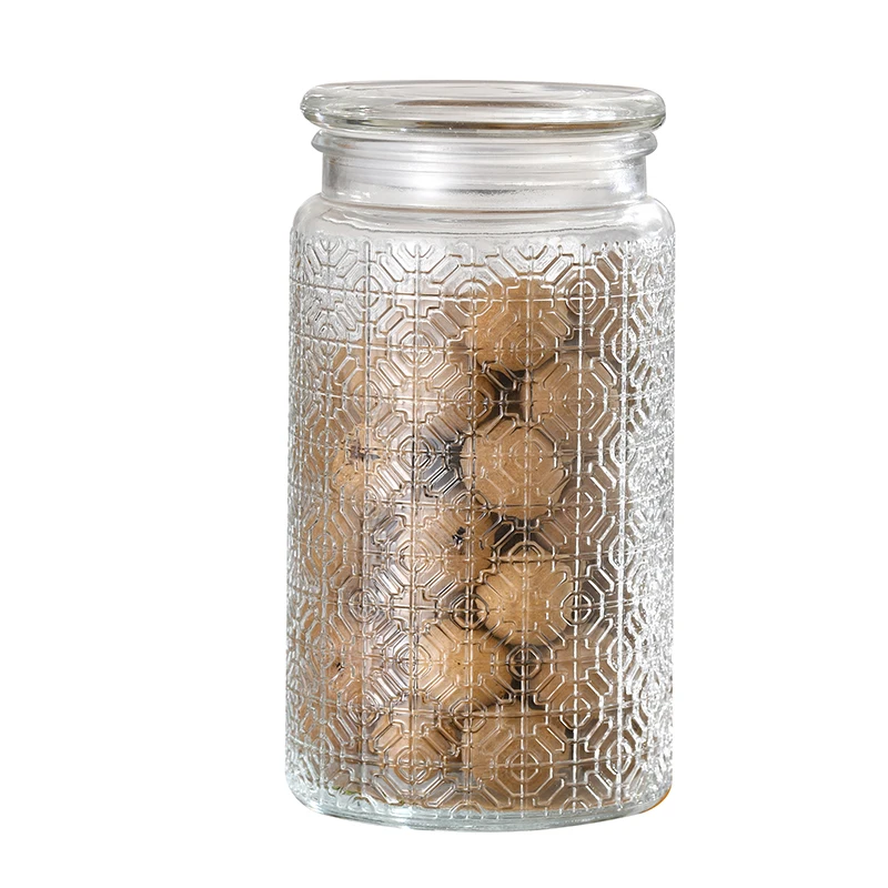 1000ml Glass Storage Jar of Begonia Flower Nuts Snacks Sealed Jar of Tea Miscellaneous Grains with Lid Household Storage Jar