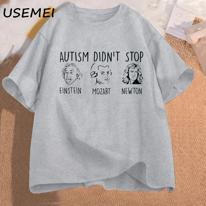 Autism Didn\'t Stop T-Shirt Women Men Funny Grpahic Tees Autism Teacher T Shirt Casual Cotton Short Sleeve Tshirts Streetwear