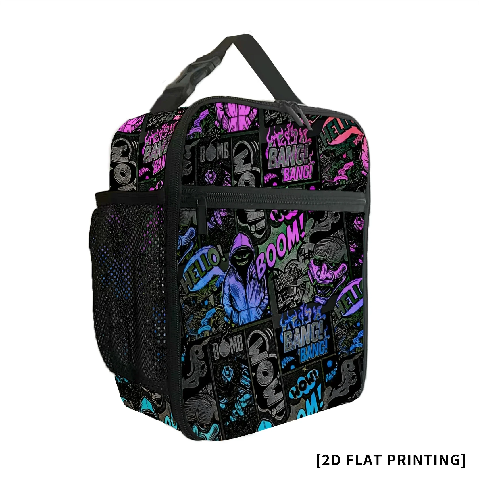 Demon Street Graffiti Explosion English Letter Insulated Lunch Bags Lunch Container Leakproof Tote Food Storage Bags Best Gift