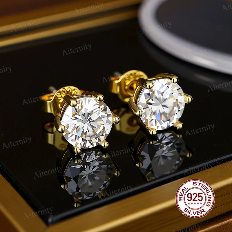 100 % Ohrringe, Moissanit für Damen, bestehen Sie den Diamant-Teststift, Ohrstecker aus 925er-Sterlingsilber, edler Schmuck und Zirkon-Option