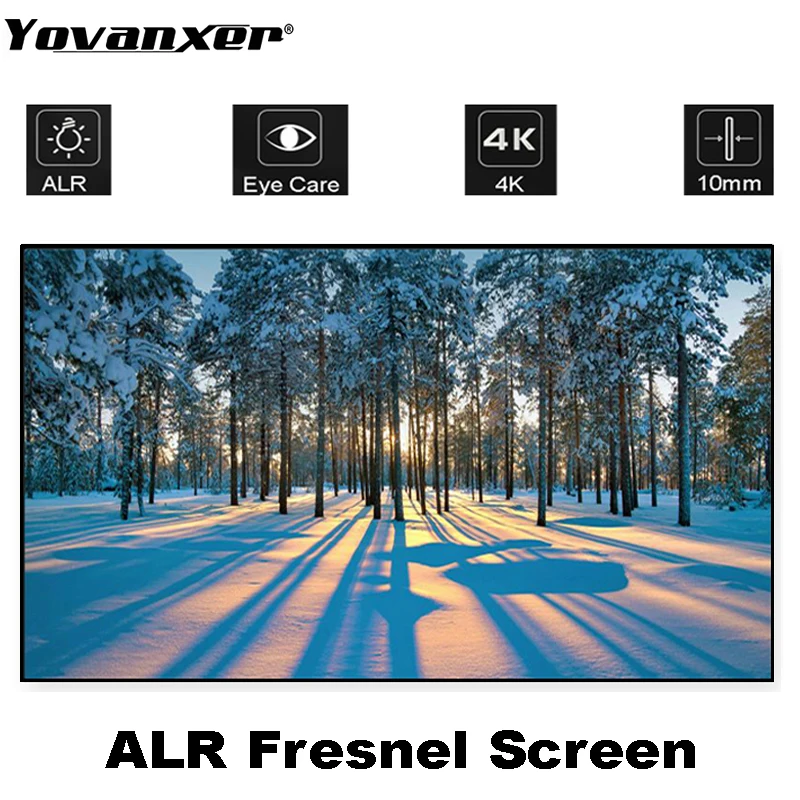 80-120 Inch Fresnel Projector Screen 16:9 ALR For LT Long Throw Projector Fixed Frame 1cm Bezel 4K 8K Full HD Projection Curtain