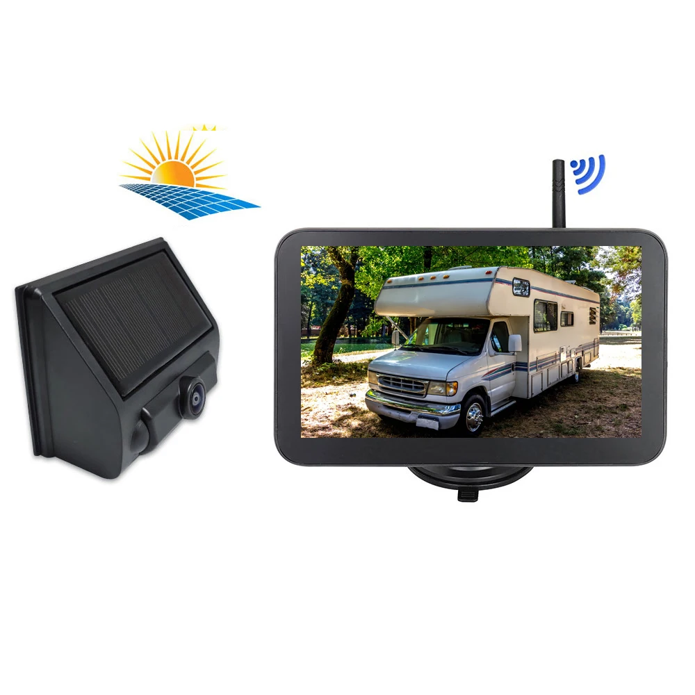 IP67 Solar Wireless IIPS Monitor With Reverse Camera 7 Inch Backup Camera Reversing Aid For Trucks Bus Rv