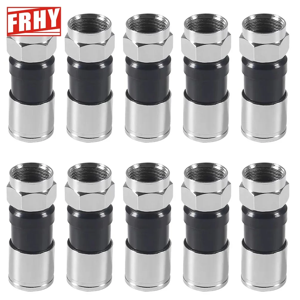 10PCS F-Type RG6 Compression Connectors - Premium Coaxial Cable Adapter Kit for Satellite & Cable TV