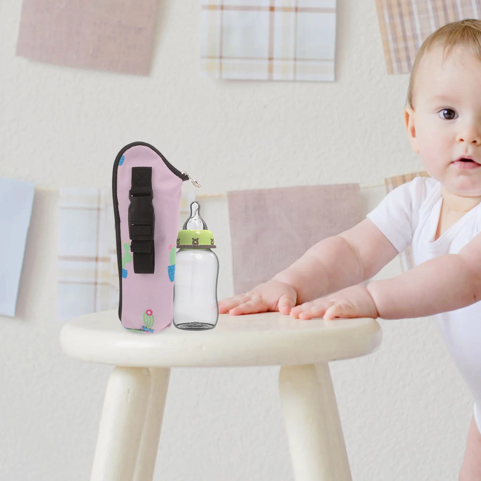 哺乳瓶断熱バッグ軽量ポータブルポリエステル断熱ミルクボトルバッグ旅行屋外使用かわいいサボテンデザイン
