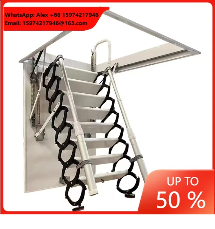 Modern Indoor Folding Attic Telescopic Stairs Electric Household Lifting Wire Rope Sling New Condition For Hotels