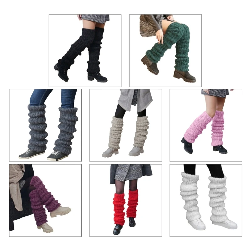 Women Casual Over Knee Stockings Winter Chunky Knitted Mohair Long Leg Warmers Dropshipping