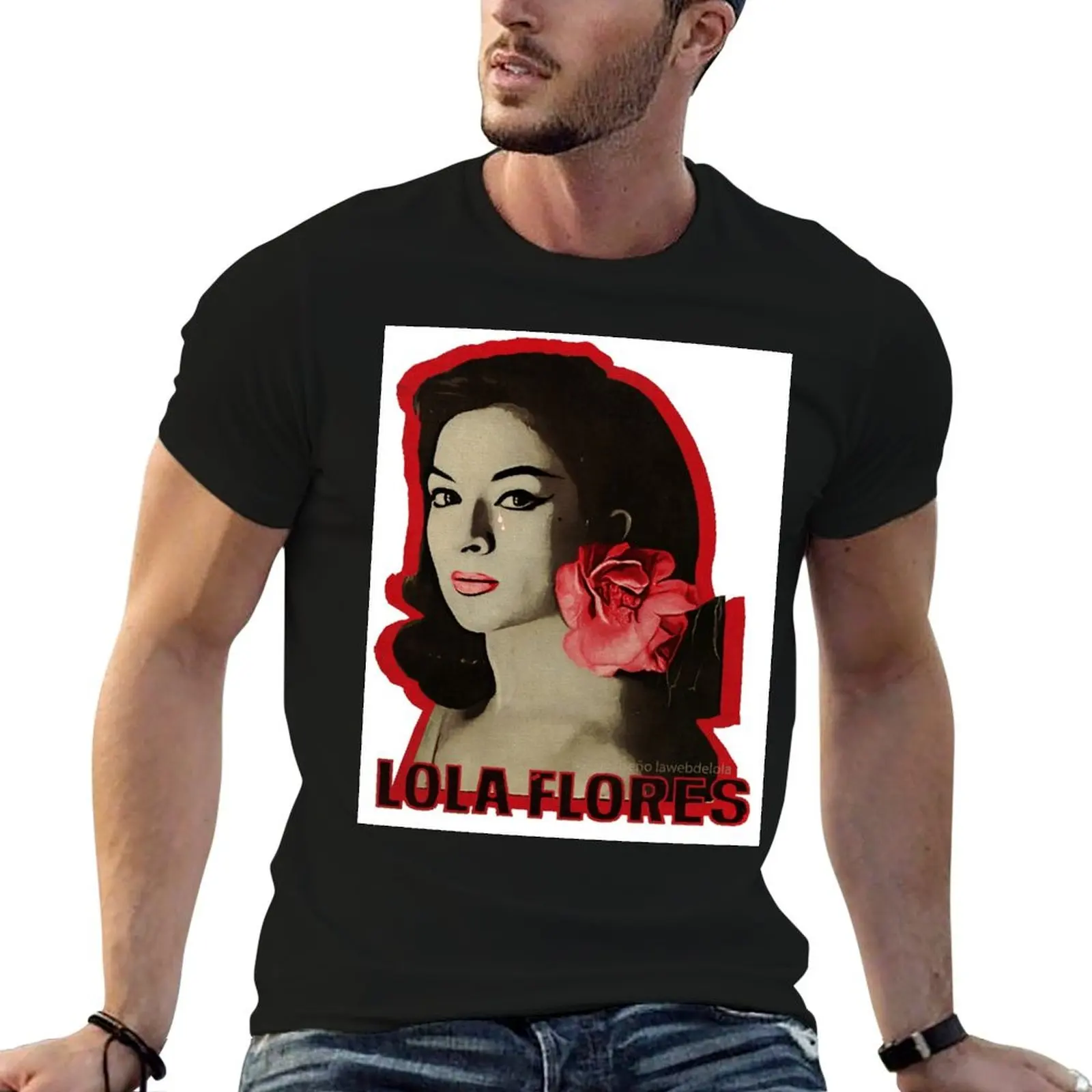 

Lola Flores Red Flower T-Shirt mens graphic t shirts man t shirts cotton T-Shirt