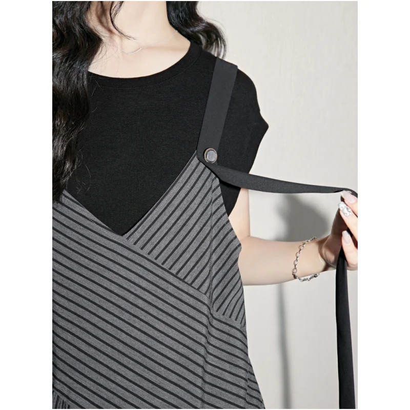 Pantalon à jambes larges pour femmes, Design rayé, nouvelle combinaison à bretelles amples, jupe taille haute, pantalon Long pour les déplacements, tendance rétro, été