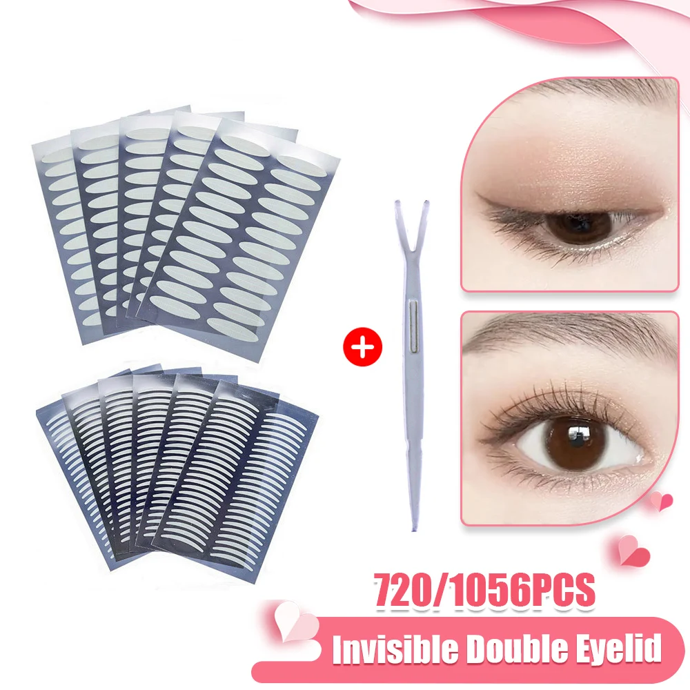 720/1056PCS Invisible Double Eyelid Tape Self-Adhesive Transparent Eyelid Stickers Slim/Wide Waterproof Fiber Stickers For Eyeli