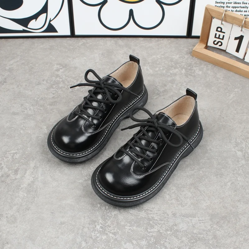 British Style round Toe Low Cut Thick Heel Casual Shoes Women's Fashion Single Shoes Spring Autumn Seasonal Comfortable Shoes