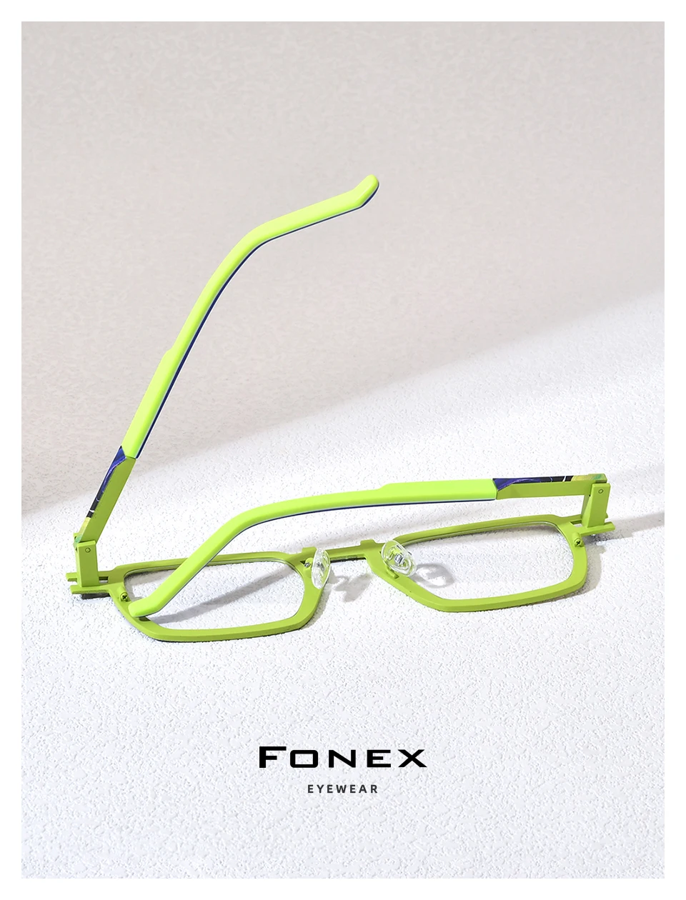 FONEX Dopamin Reines Titan Brillengestell Männer 2025, Neues Markendesign, Vintage-Stil, quadratische Brillen, Damen, Retro, japanische Brillen 85910 – Detail 2