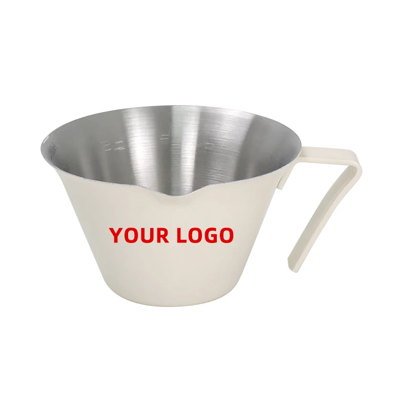

Custom Sharp Mouth V-shaped Spout 100ml Stainless Steel Barista Tool Coffee Measuring Cup