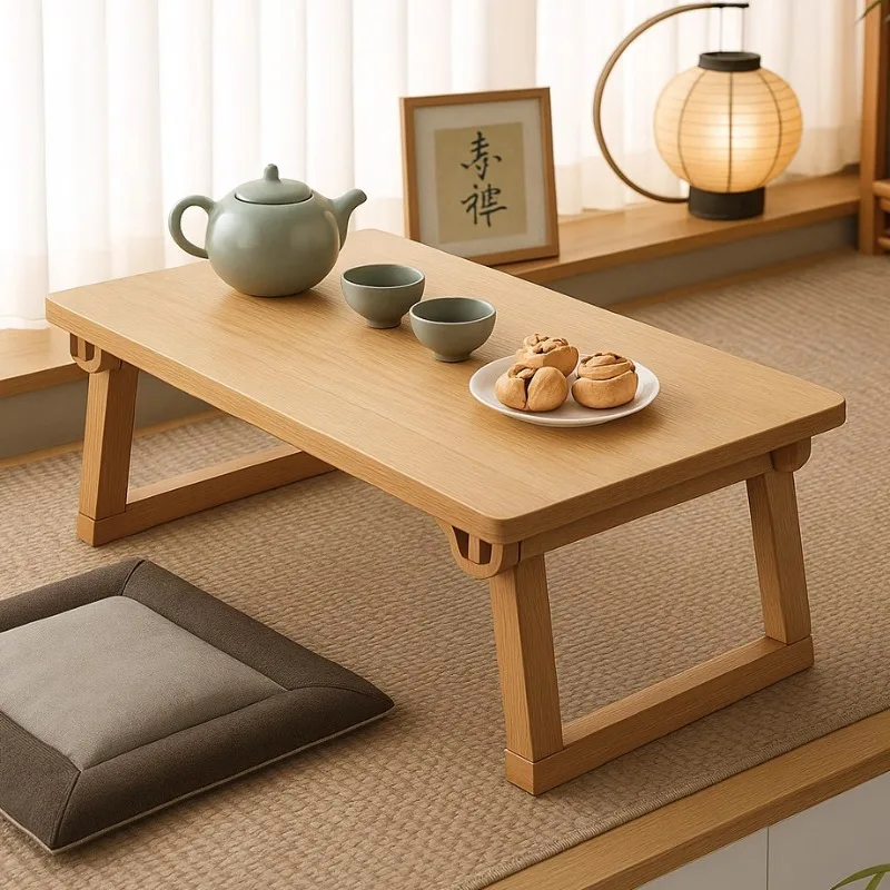 

Solid Wood Portable Folding Dining Table Space Saving Small Bed Laptop Table Balcony Tatami Coffee Side Table Furniture Home